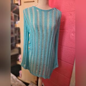 Charlie Paige Teal Sheer Knit Beach Top